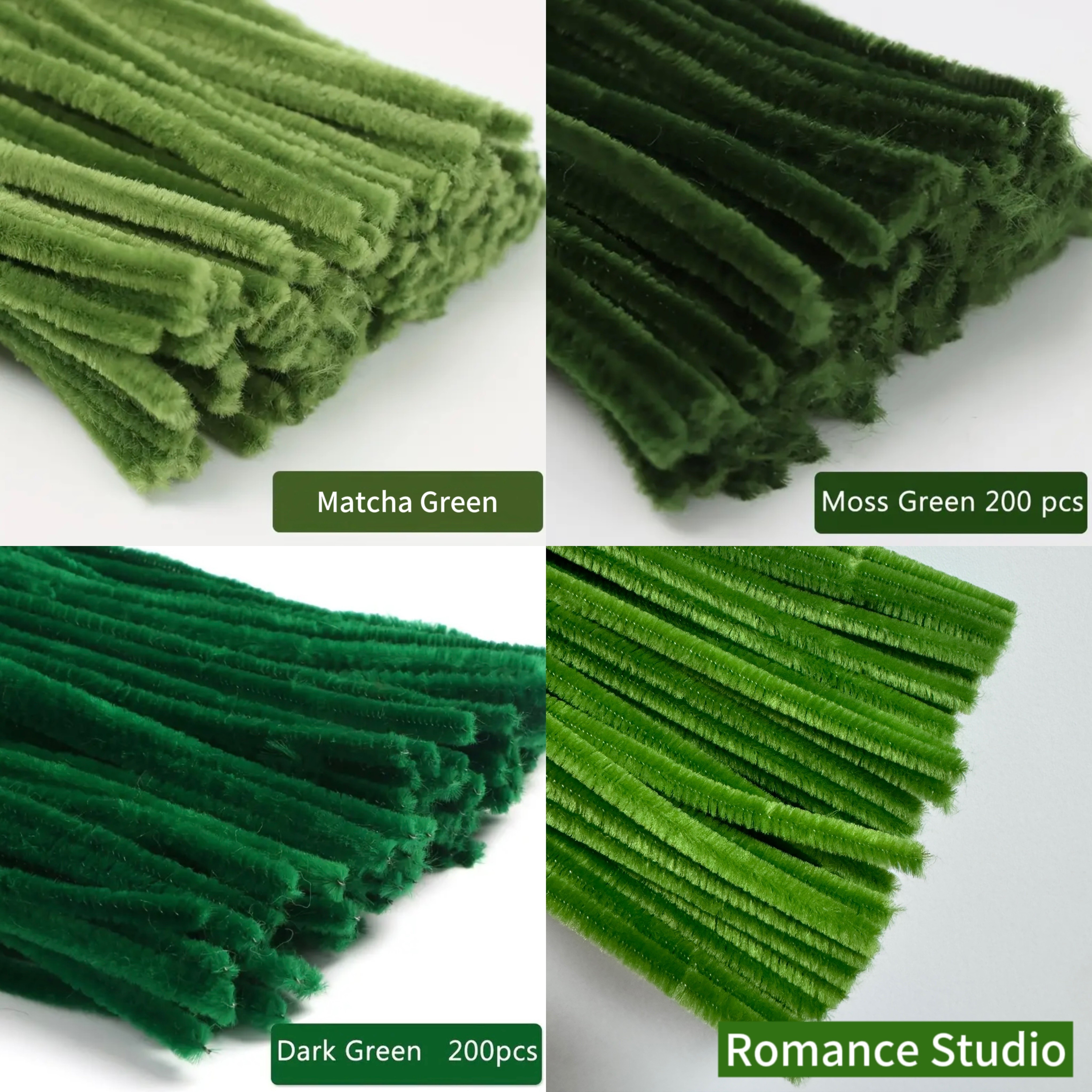 

200pcs Green Pipe Cleaners Flexible Chenille Stems Easy To Twist And Bend, Diy For Handmade Tulip Flower Leaf And Animals Creative Crafts For Christmas Tree And Mother's Day Gift