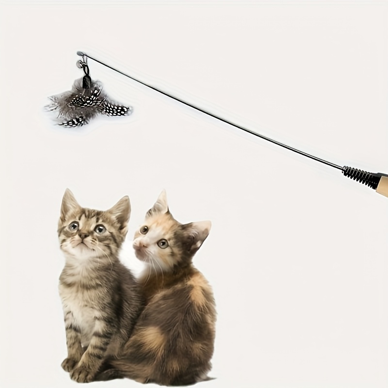Realistic Feather Teaser Cat Toy with Jingles - Replacement Head for Cat Teaser Wands, Interactive Feathers & Bell Attachment, for Kittens and Cats Training, Playtime Accessory