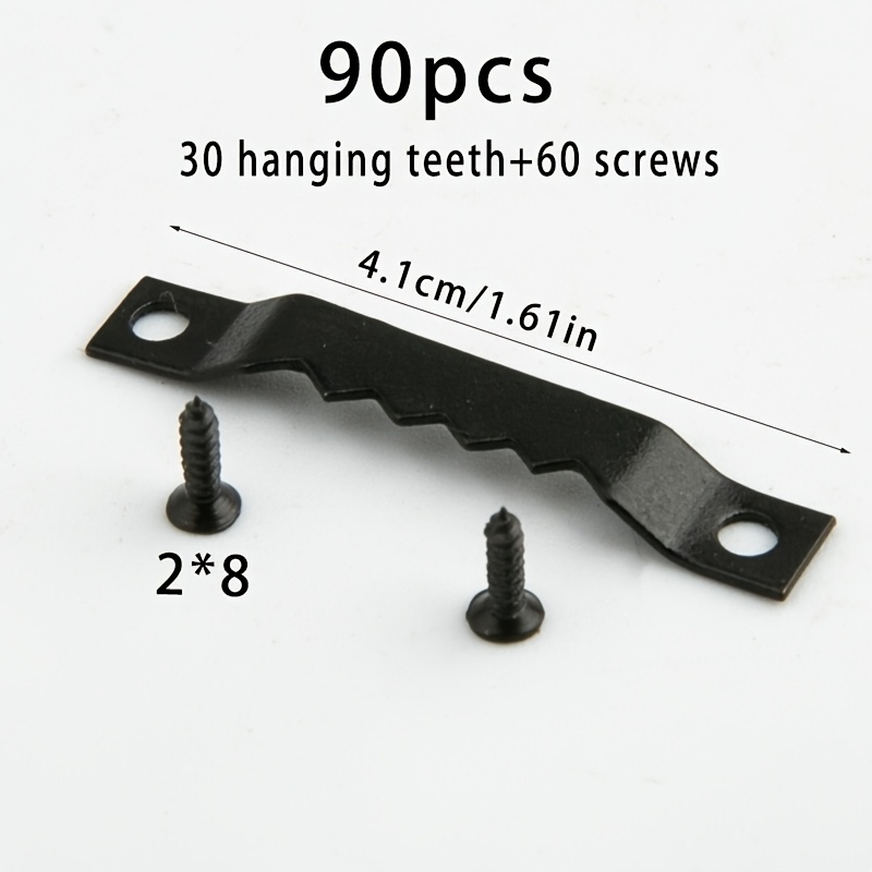 TEMU 90pcs Black/golden/gray Serrated Picture Frame Hangers, Small Serrated Hangers With Screws - Heavy-duty Metal Serrated Edge Frame Hangers For