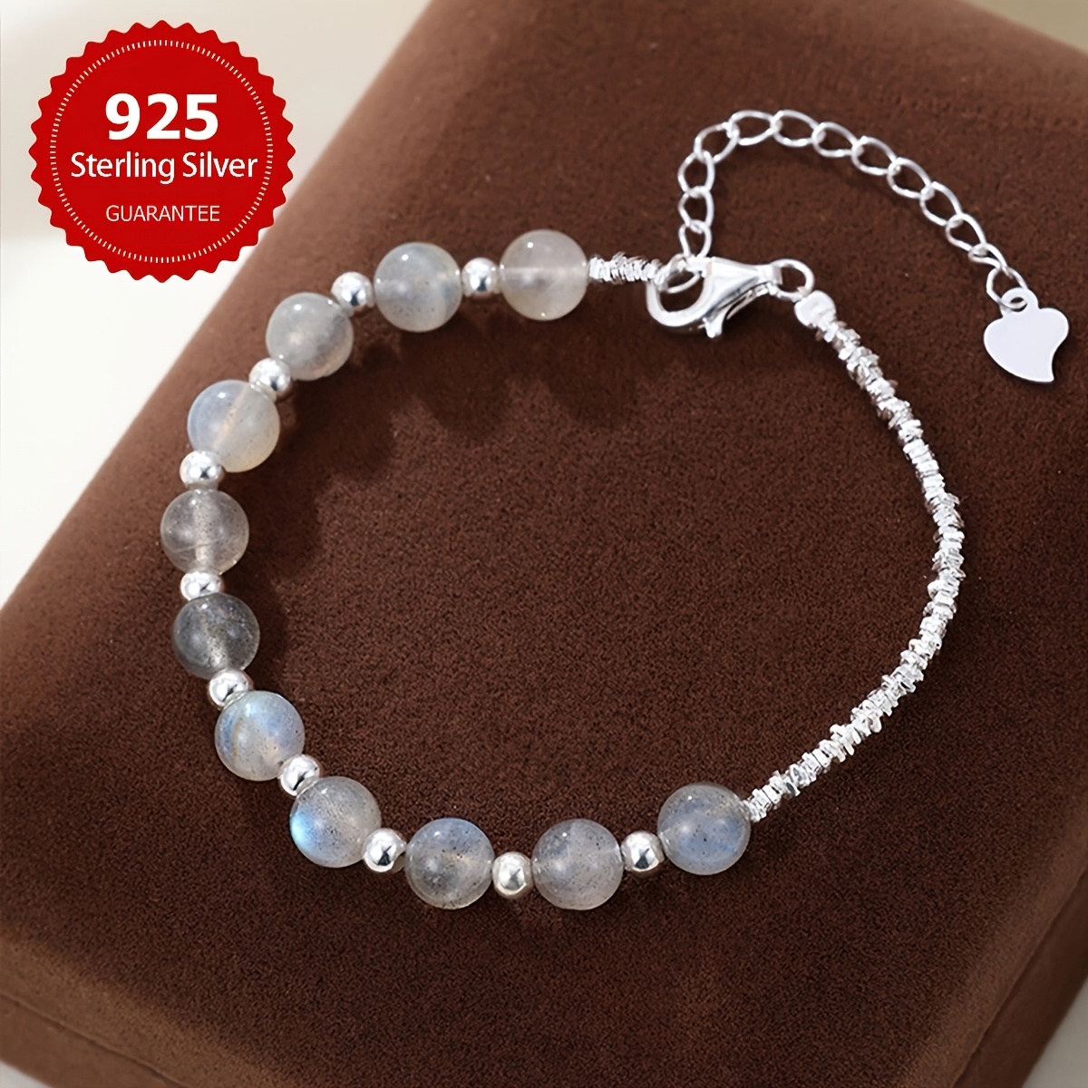 Women's S925 Sterling Silver Beaded Bracelet - Elegant Valentine's Gift