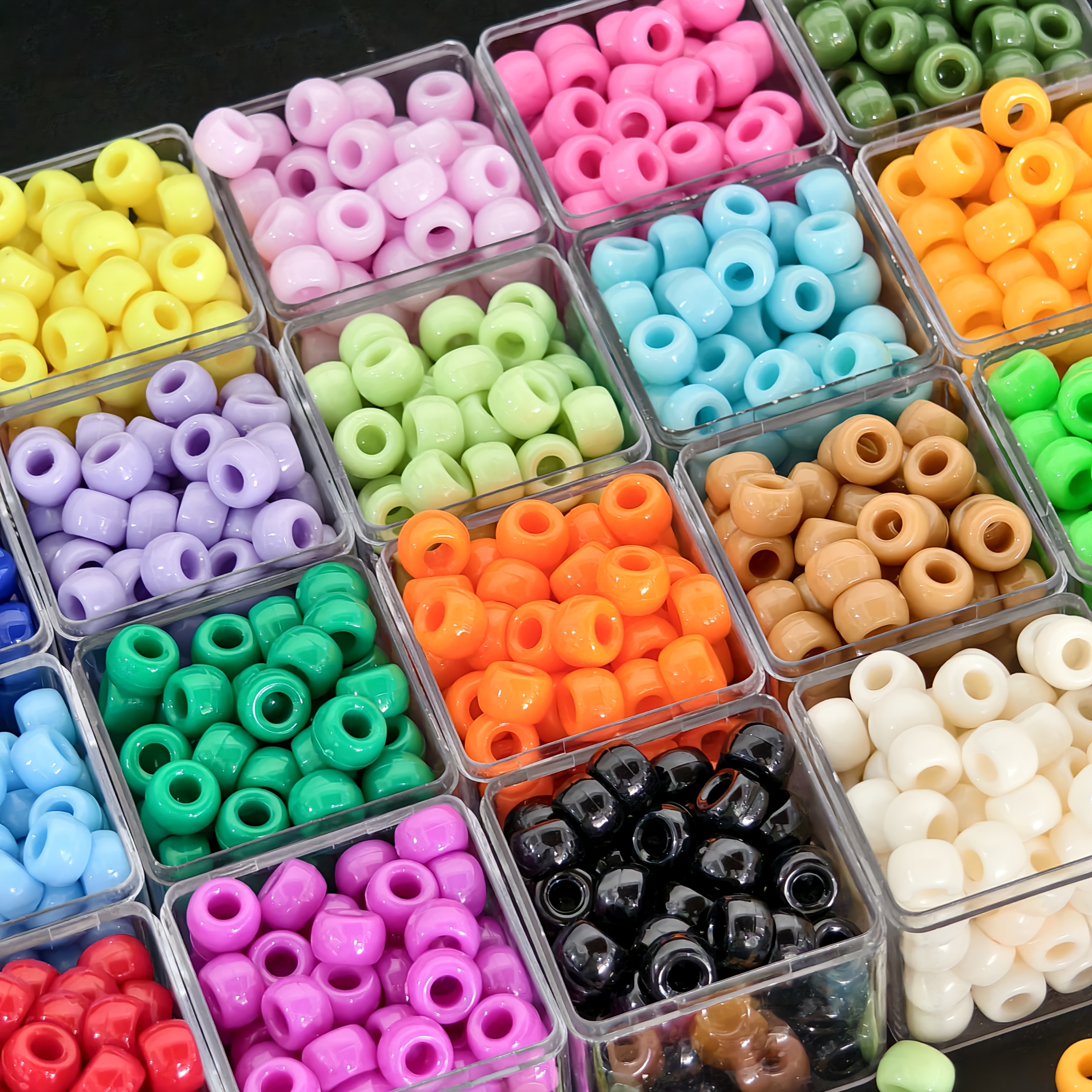 TEMU 120pcs Of 6x9mm Beads In 20 Color Combinations, Acrylic Bucket Beads, Horse Head Beads, Suitable For Handmade Bracelets, Necklaces, Earrings,