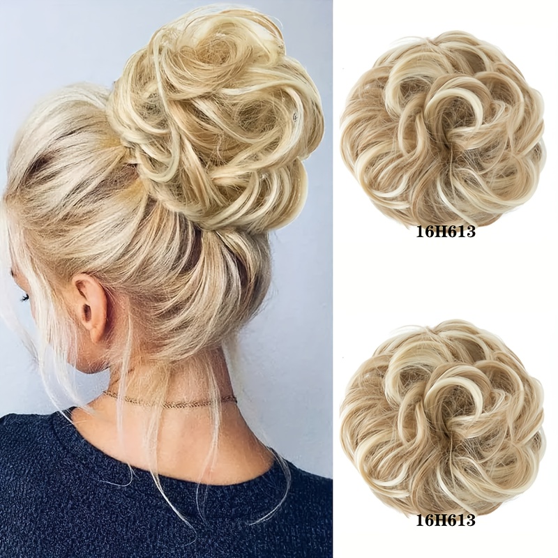 E-shop 2-tlg. unordentlicher Dutt, lockiger, leichter, flauschiger Perücken-Dutt, geeignet für Frauen mit kurzen Haaren, dünnem Haar oder Haarausfall,