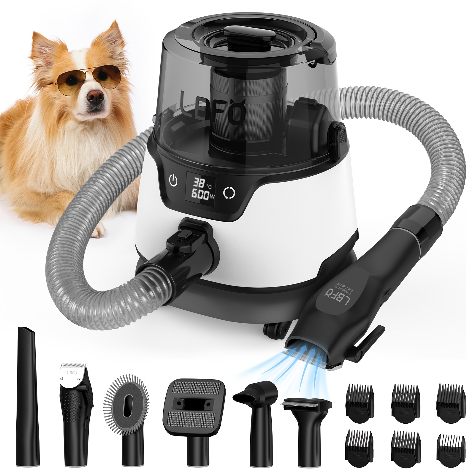 

Dog Grooming Kit Hair Vacuum Cleaner Dog Dryerremoval Brush With 6 Pet Groomingtools