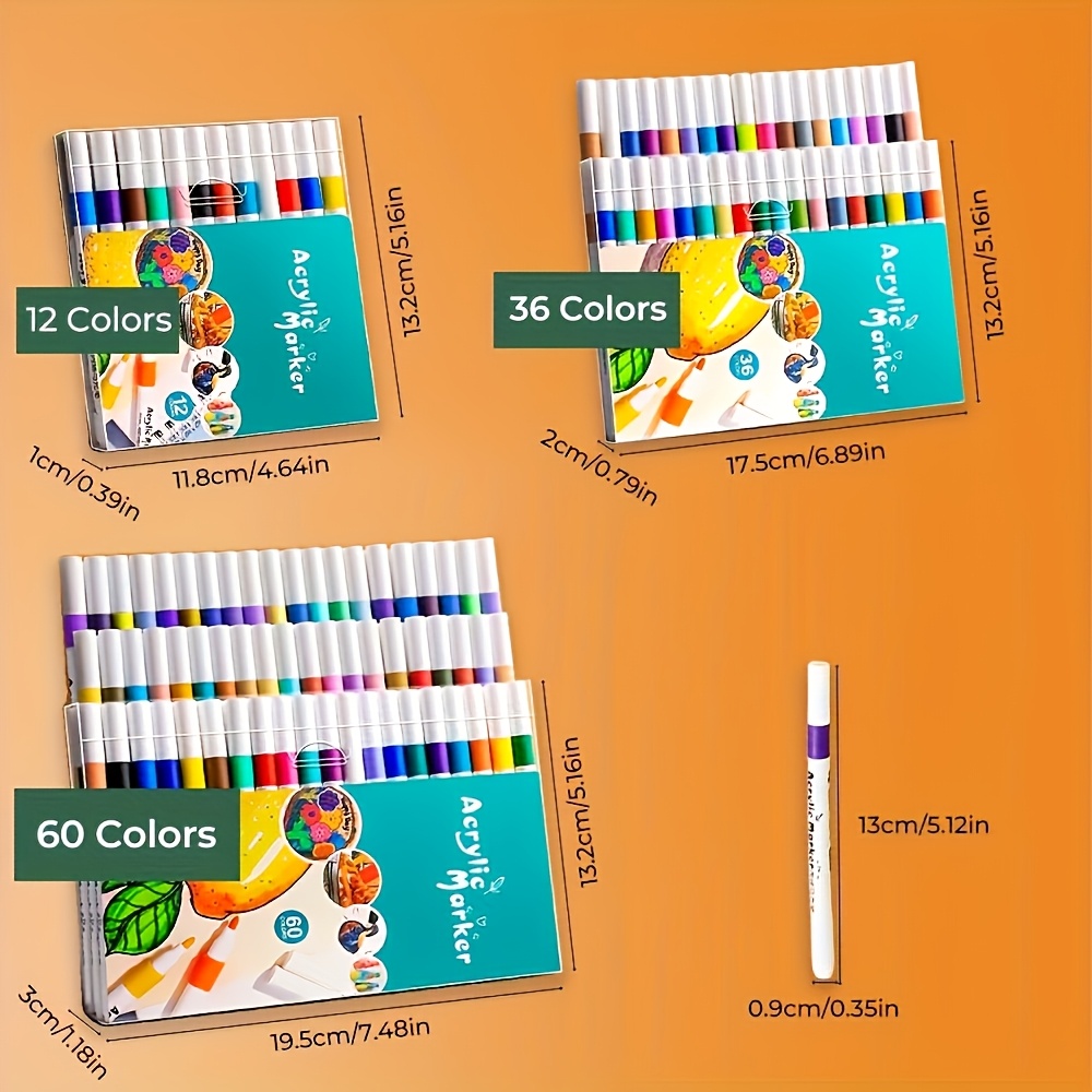 12 36 48 60pcs colors acrylic   set   tip acrylic pens for   ceramic   metal wood and for professional art use Product details 1