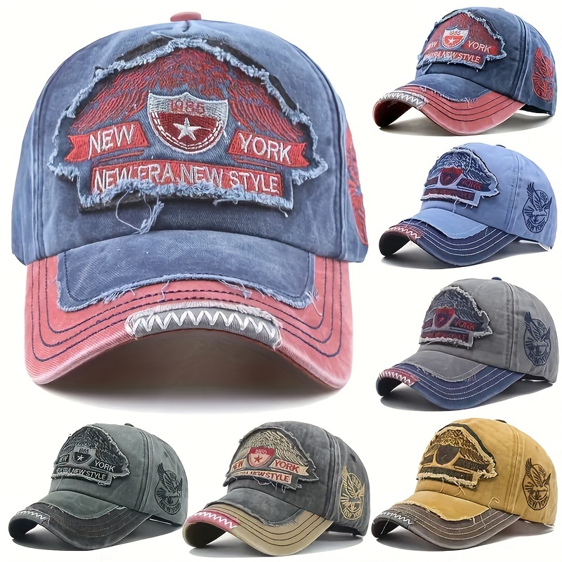 

Vintage Distressed Cotton Baseball Cap For Men & Women, Personalized Creative Embroidered New York Logo, Casual Dad Hat, Summer Sun Protection Peaked Hat