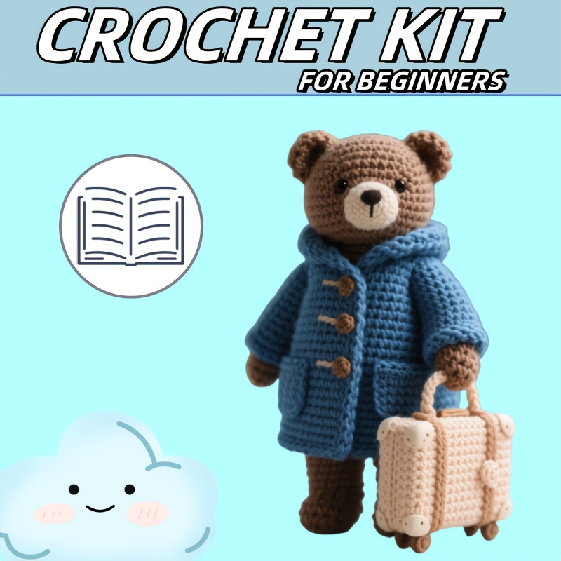 1pc cute bear crochet kit for beginners complete amigurumi plush   set with all materials yarn hook tutorial unfinished handmade knitting material pack perfect gift for kids crochet enthusiasts   decor project for adults Product details 5