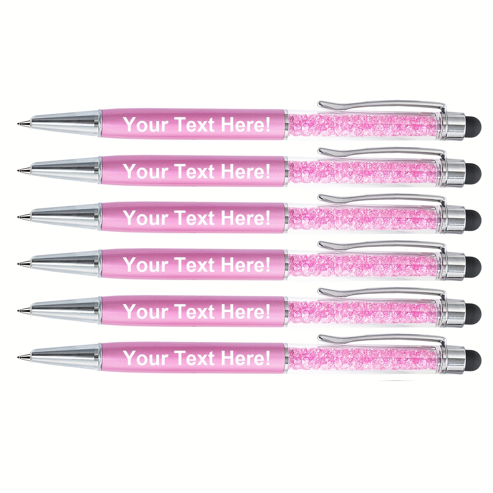 

6pcs Customized Metal Crystal Rhinestone Round Ballpoint Pen, Exquisite And , With Touch Screen Pen Cap, Suitable For School, Teenagers And Women, Personalized Round Ballpoint Pen Gift