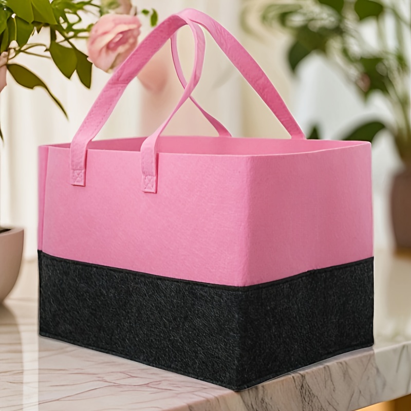 Felt Tote Bag, Large Capacity Shopping Bag, Foldable Women's Handbag, Book And Sundries Storage Bag, Laundry Hamper With Handles, Simple Felt Fabric Storage Basket, Sports Bag, Outdoor Bag