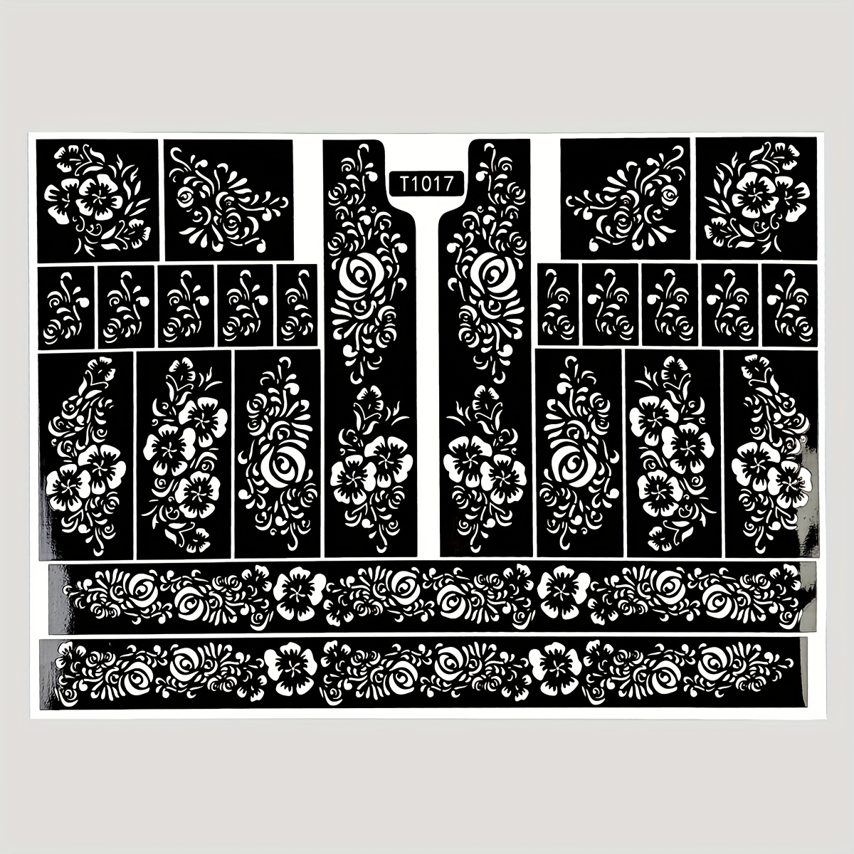 1 Sheet Reusable Flower Tattoo Hollow Template, Temporary Tattoo Stickers, Body Art Diy Tattoo Template Stickers