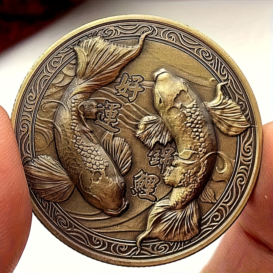 TEMU Koi Fish - Chinese New Year Gift For & , Ideal Party Decor & Supplies, Festive With Chinese Characters, Festive Coin Design | Festive Coin Decor