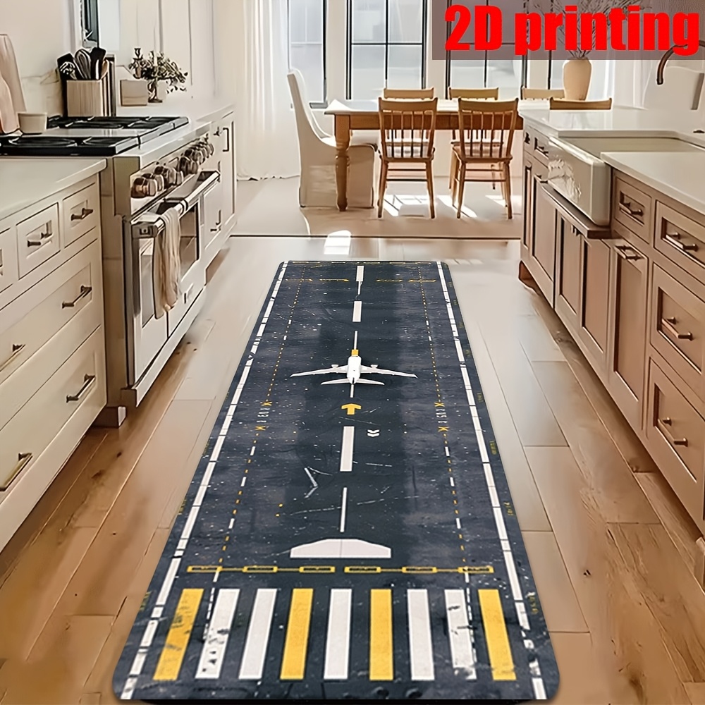 TEMU 1pc Suitable For Living Rooms Bedrooms Airplane - Thick Super Soft Anti-slip Floor Mat With Airplane & Pattern, Machine Washable Suitable For