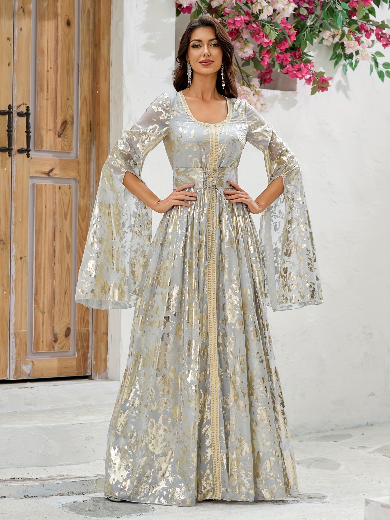 arabic style evening dress Long Sleeves Off The Shoulder Arabic Evening Dress – TANYA BRIDAL main image 1