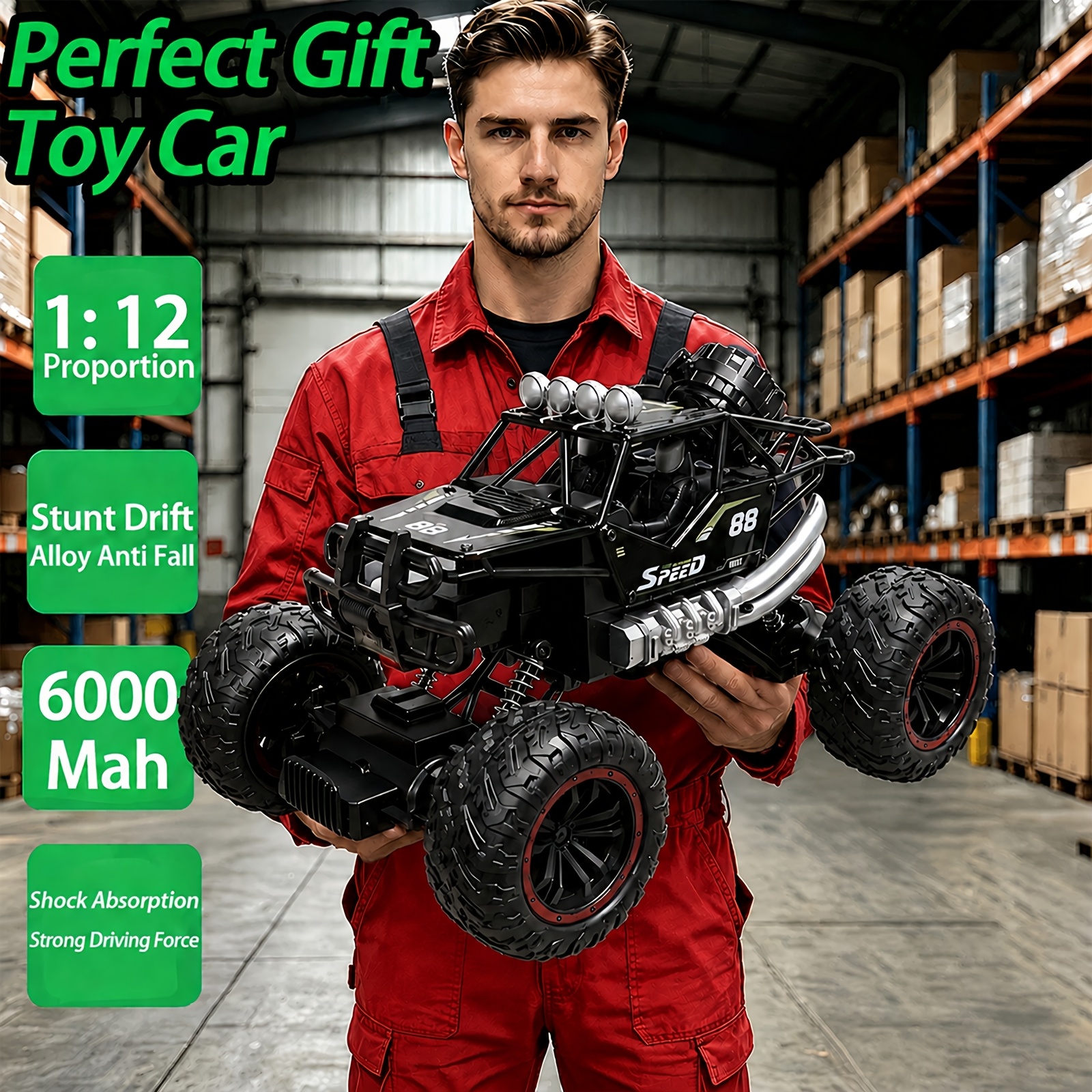 TEMU 1: 12 Heavy-duty Rc Off-road Climbing Vehicle Skeleton Monster Truck 2.4ghz Racing Car Suitable For Children Aged 6 And Above