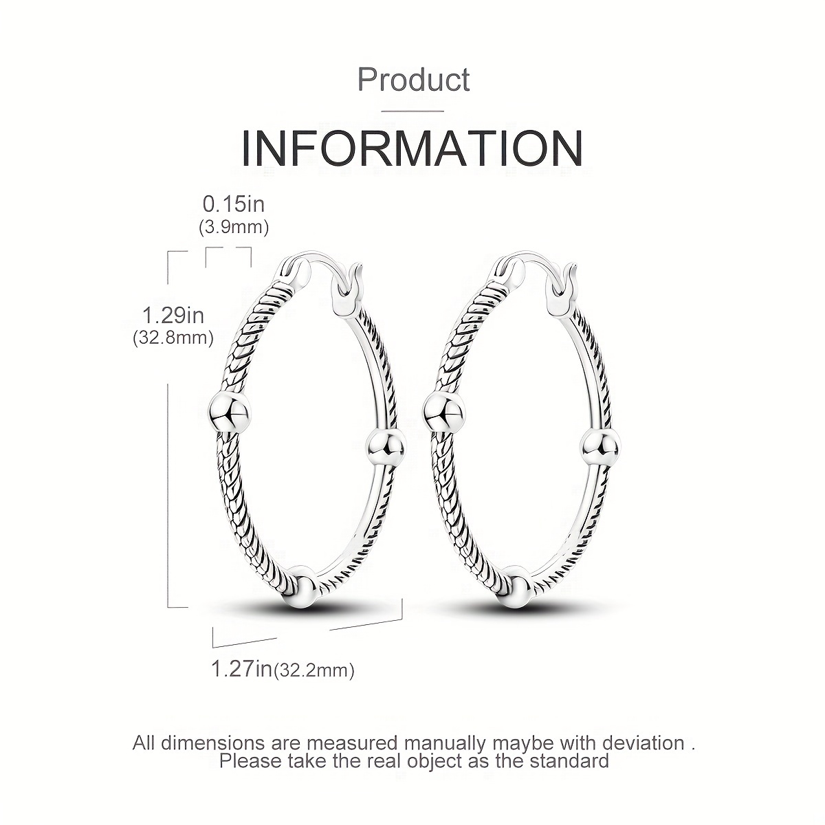 925 Silver High Ladies' Earrings for Sensitive Skin, 4g