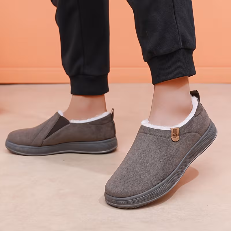 winter new mens fleece lined thickened warm snow boots versatile solid color slip on casual shoes Product details 1