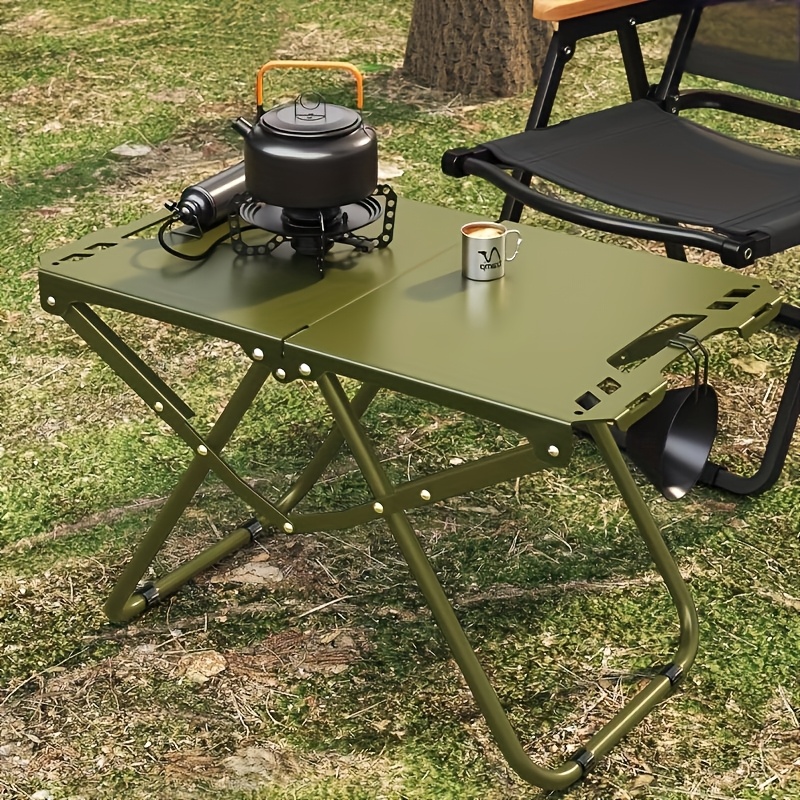 E-shop Campingtisch, wahlweise in 2 Farben (Schwarz/Armeegrün), leicht faltbar! Stabiler Eisenrahmen + kompaktes, wetterfestes Design, geeignet für
