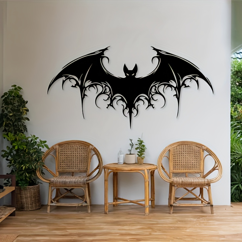 

Giant Majestic Bat Metal Wall Art - Halloween Decor, Scary Room Accent, 15.74"x7.85", Easy Hang