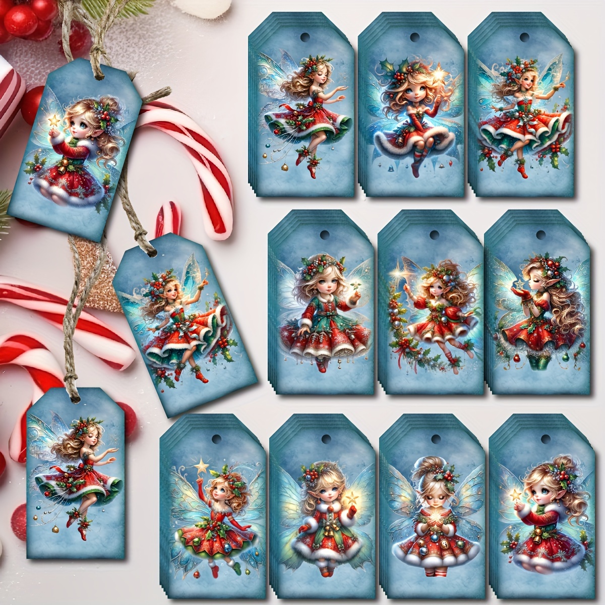 Image of 50pcs Christmas Set, Labels String For Wrapping, Christmas Favors, No , -free Decoration