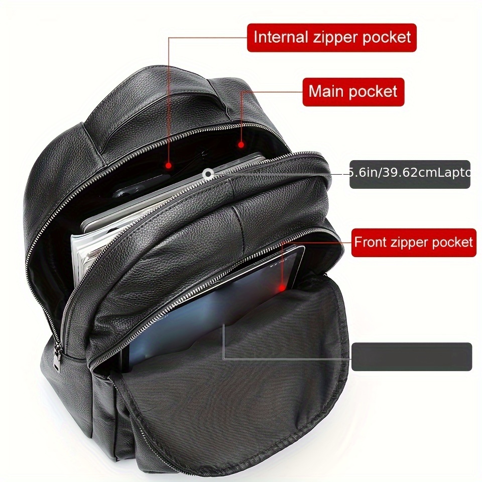 mochila cuero hombre gran capacidad negra Temu Uruguay