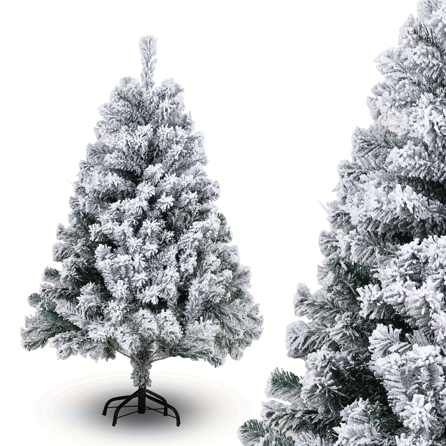 120cm Artificial Snow-covered Christmas Treequick Assembly And Foldingsnow-covered Artificial Christmas Treechristmas Tree With Metal Stand340 Densely Packed Branches