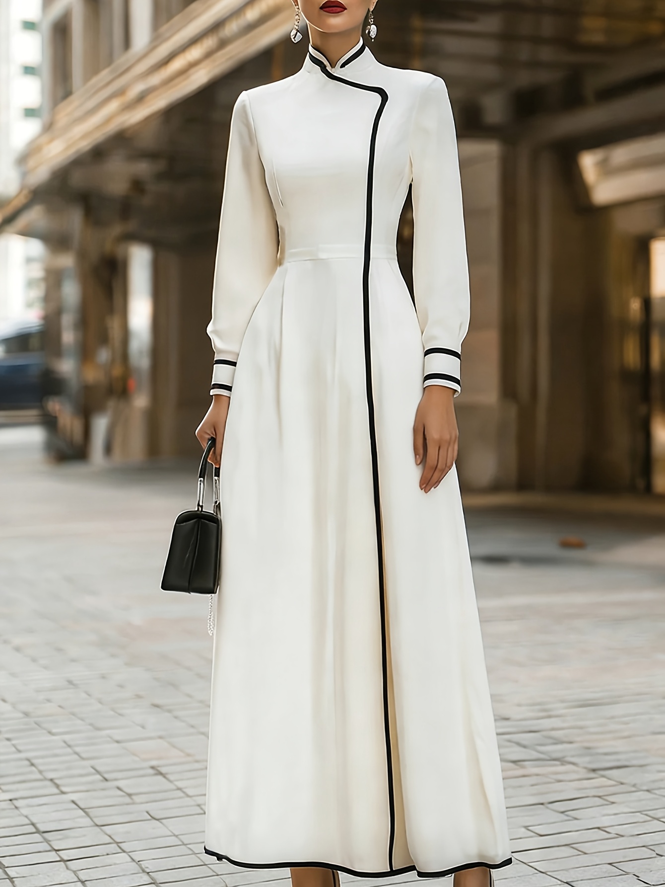 green emerald velvet dress A Line/Princess Stand Collar Short Sleeve Long Elegant Mother of the B –  Shirees
