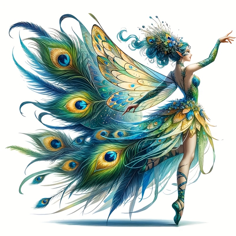 6" Fantasy Peacock Elf Vinyl Sticker - Glittery Self-adhesive Decal With Vibrant Feathers For Car, Laptop, Truck, Motorcycle, Window, Wall - Use On Glass, Metal, Ceramic Surfaces, Peacock Decor