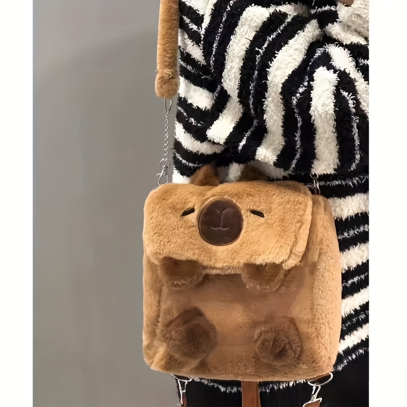 1pc new cartoon capybara plush backpack cute girls bag high  display picture 3