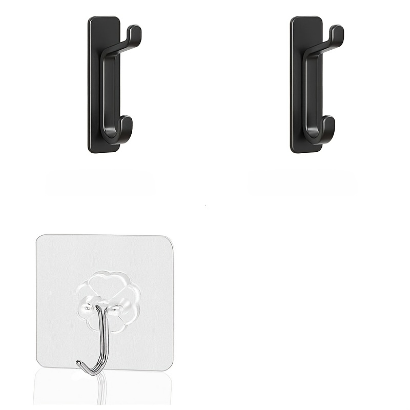 TEMU 3pcs Crochets Muraux Auto-Adhésifs Robustes, Crochets Noirs Mats pour Serviettes, Salle de Bain et Cuisine, Crochets Utilitaires Auto-Adhésifs