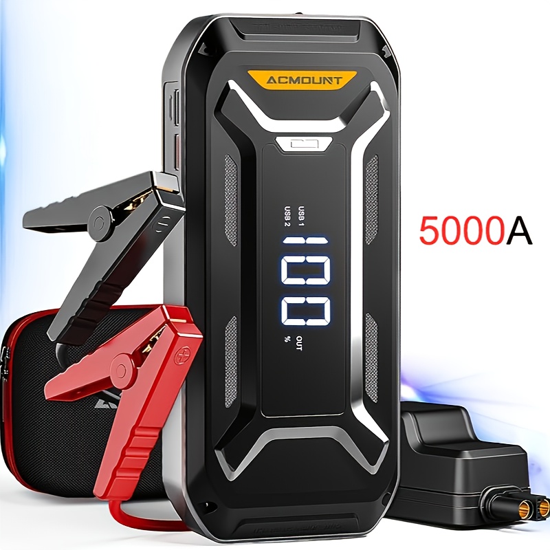 

Acmount 5000a Portable Car Jump - Usb Rechargeable, High-capacity 26800mah Battery Booster For Gas & Diesel Engines Up To 10l, With Flashlight & Large Lcd Display