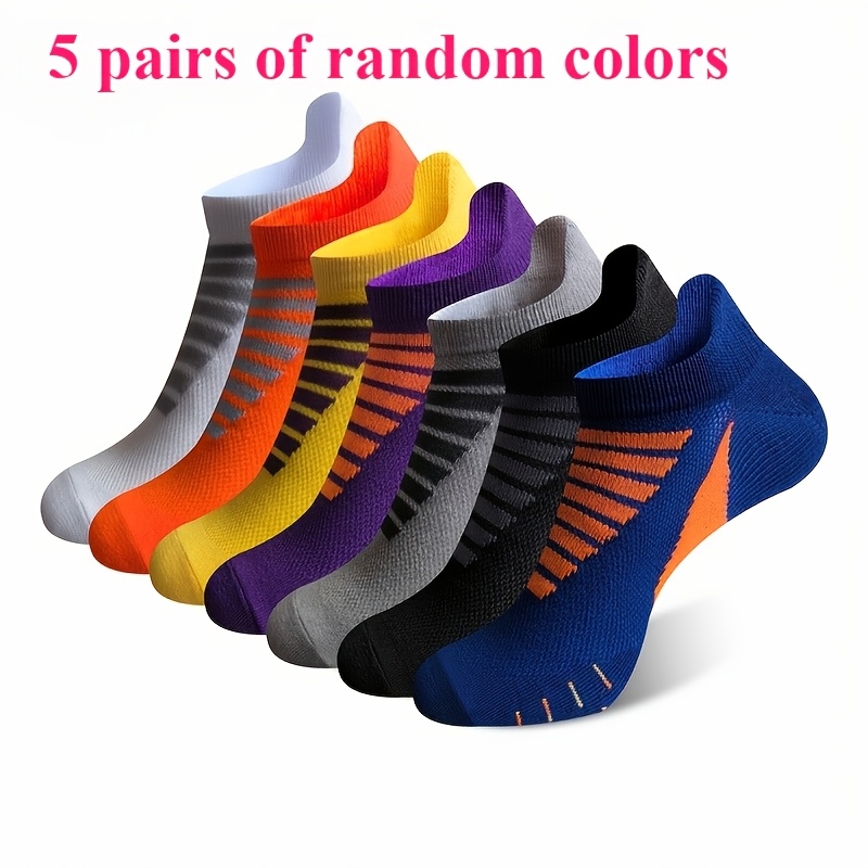 TEMU Lot de 5 paires de chaussettes de course pour homme, tenue aléatoire, chaussettes de sport professionnelles pour et l'été, chaussettes de