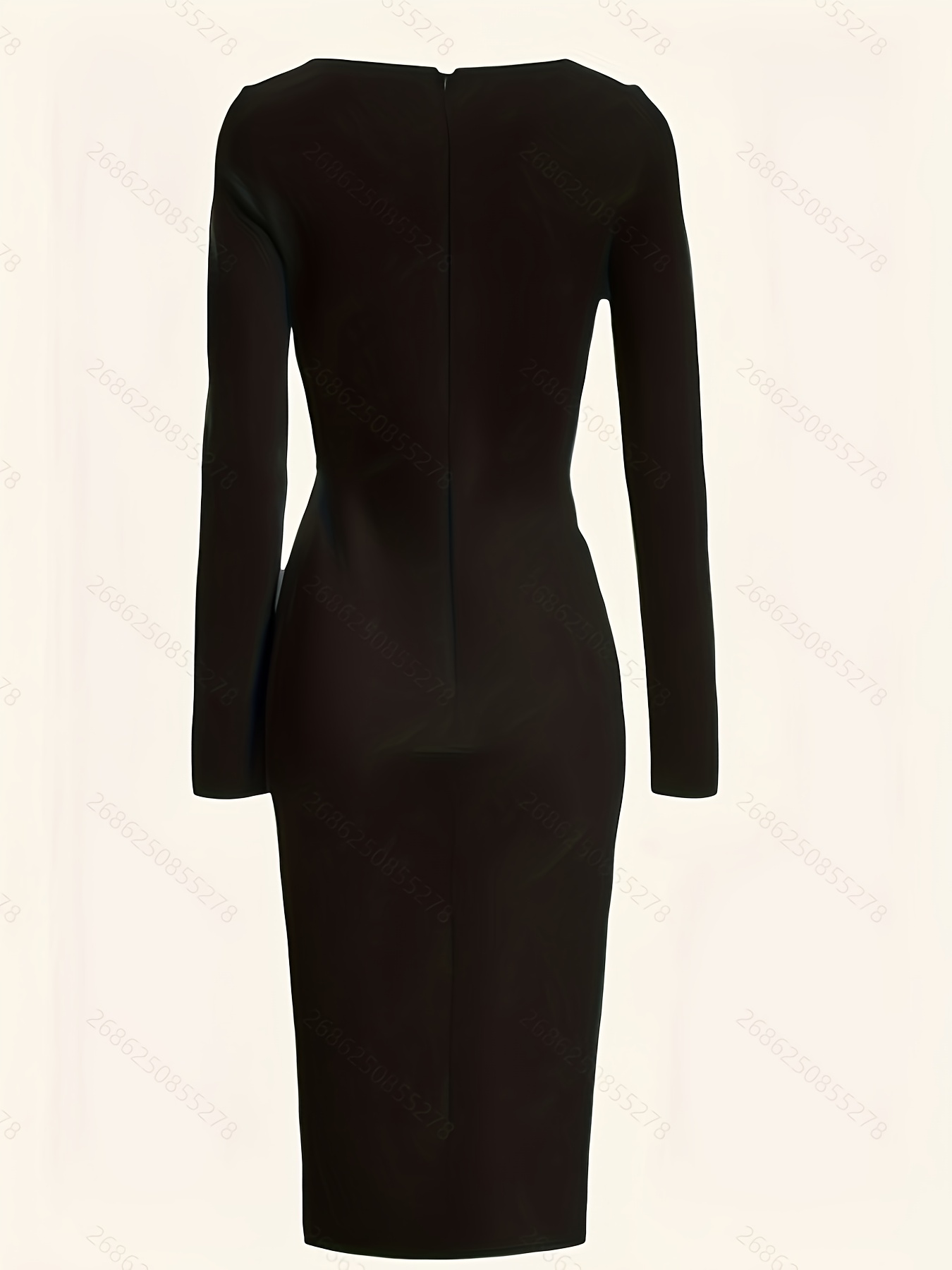 chinese dress ladies Jersey Wrap Slit Pencil Dress, Black – Jolie Moi Wholesale main image 0