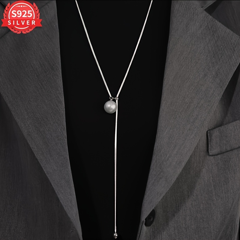 925 Hypoallergenic Pull Through Long Sweater Chain Necklace
