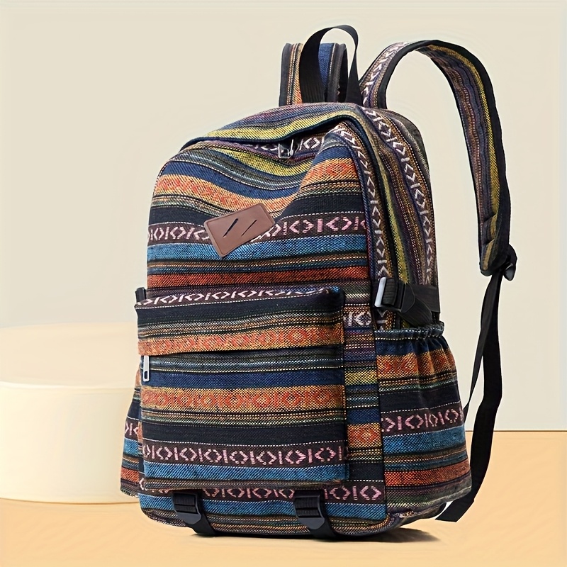 Striped Navy and Brown Women\'s Backpack Mossimo Supply Co. Backpack Blue/White Striped Brown | eBay main image 2