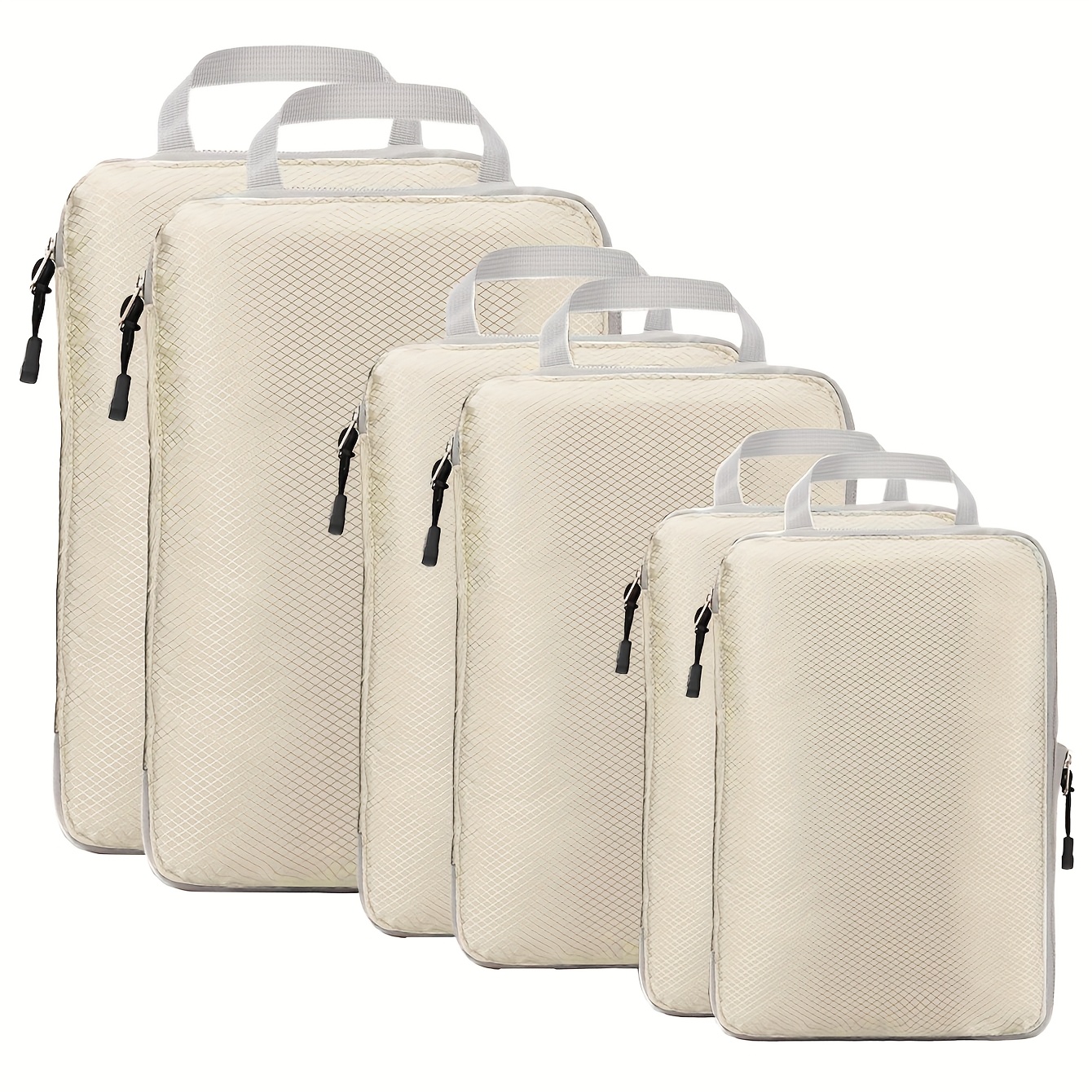 TEMU 6pcs Compression Storage Bags With Zipper Closure & Carry Handles - Durable Polyester Travel Organizers For Clothes, Toiletries, Accessories -