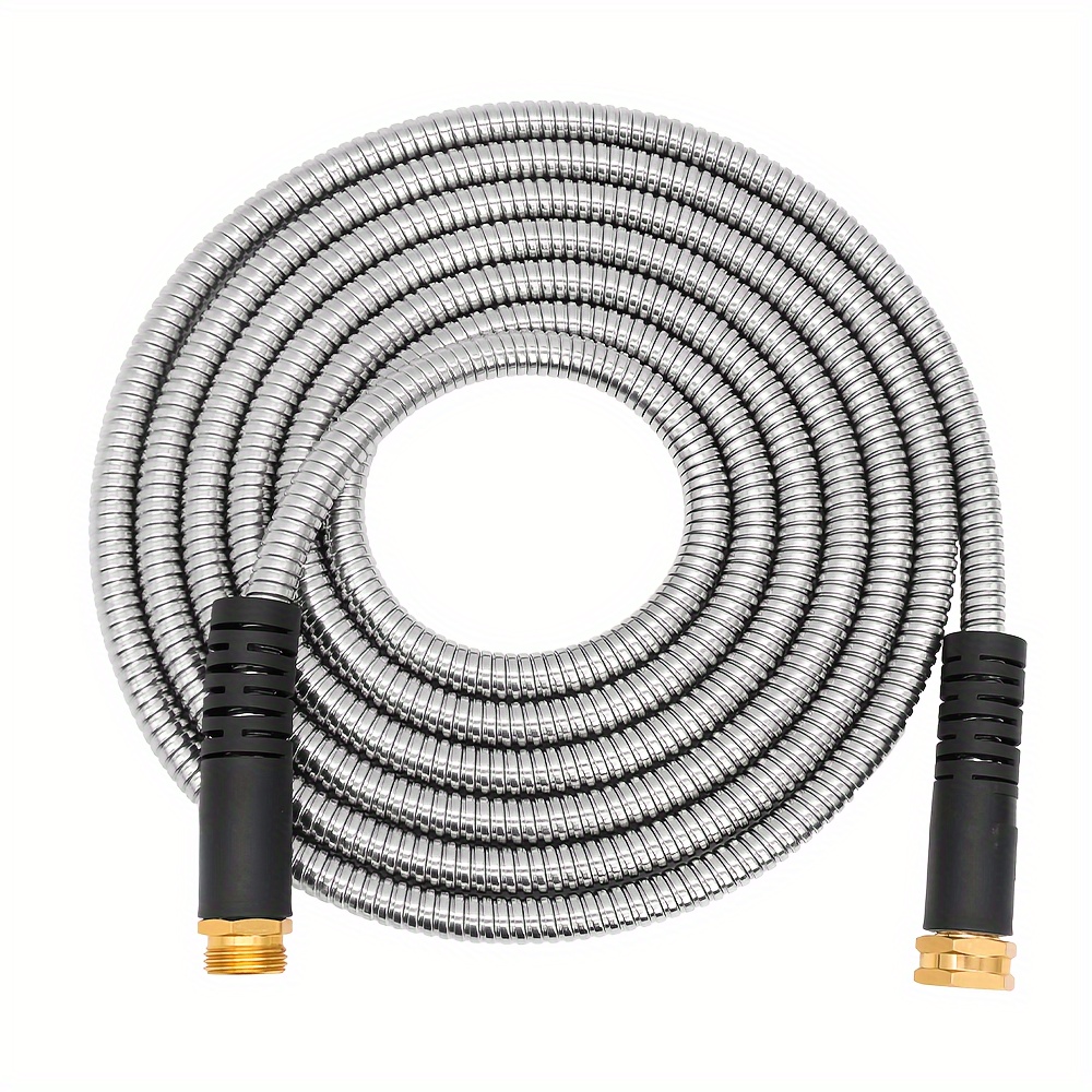 

1pack Heavy-duty Stainless Steel Garden Hose With Black Protective Sleeve， Design For Outdoor Use