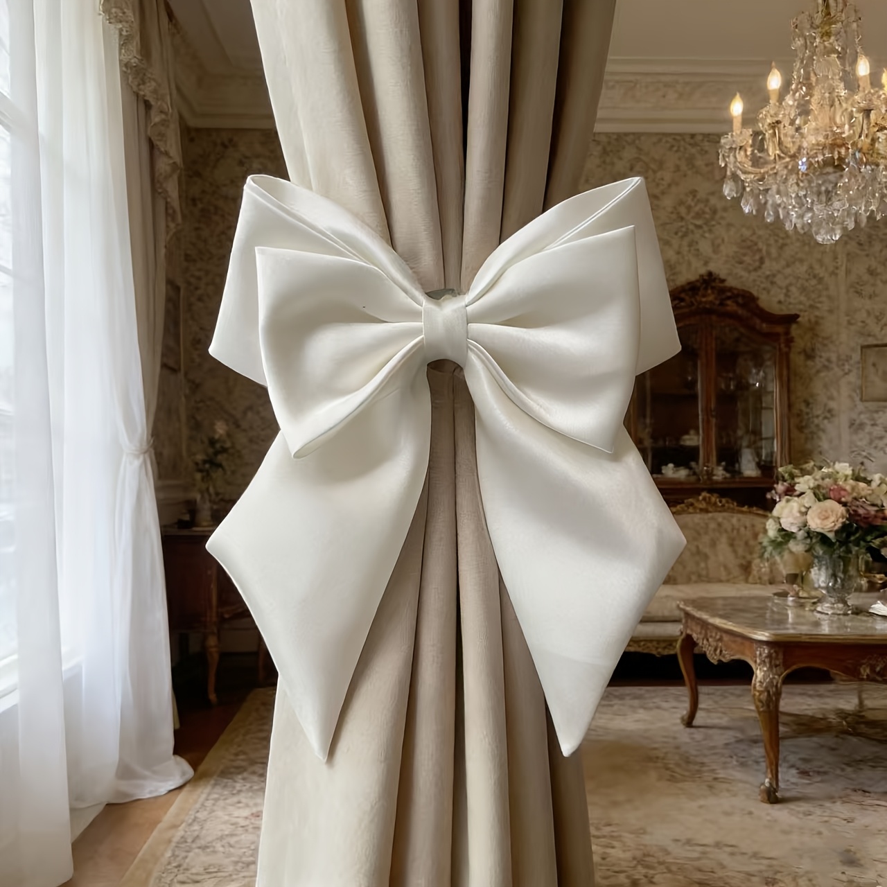 Bow Curtain Tie, Punch-free Curtain Clip, Modern Minimalist Curtain , Curtain Tie, Suitable For Bedroom And Living Room Curtain , Home Decoration Supplies