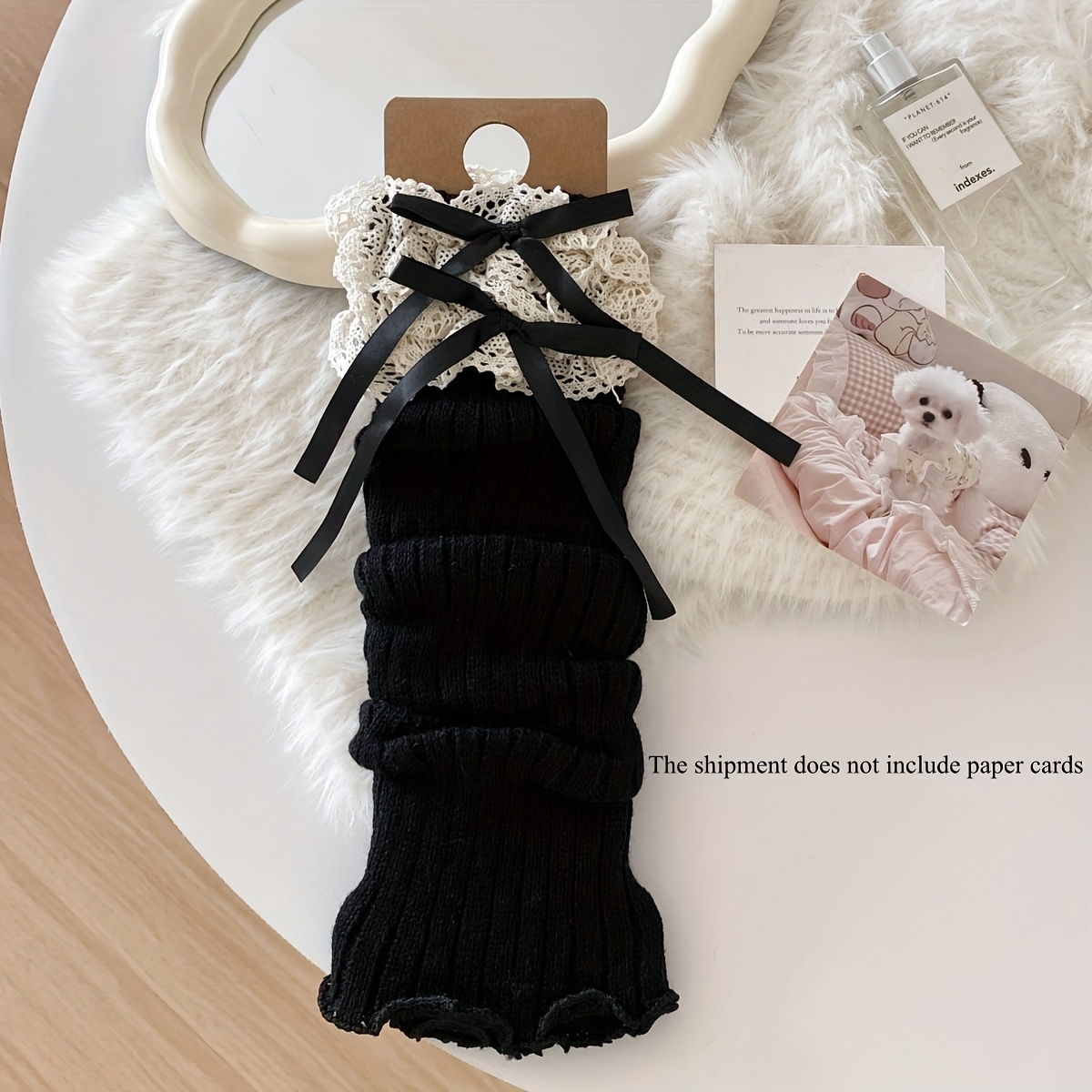 TEMU 1 Pair Of Autumn And Winter Lace Stockings For Women Lolita Style Style Bow Long Stockings Ballet Style Pile Socks, Cute Leg Covers Exotic-y2k