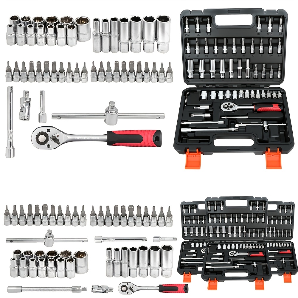TEMU Morefix 899/52pcs Professional Tool Set, Wrench Socket Set, Multi-functional Toolbox, Portable Design, For Home And Car Repair, A Tool Set For