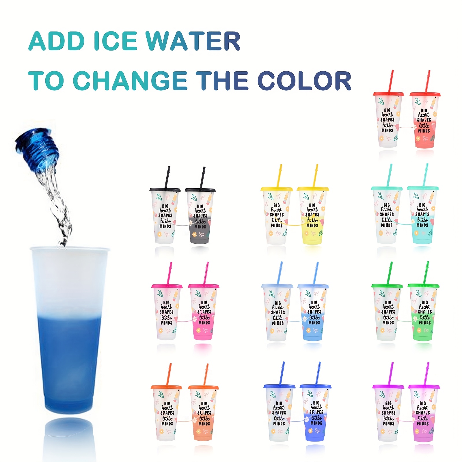 10pcs 24oz 710ml teacher plastic tumblers color changing - Temu