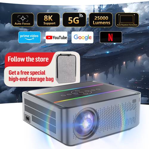 8k ultra hd projector 25 000 super brightness 1080p full hd resolution auto keystone support 5g wifi connect with ps5 smart tvs mobile phones pcs etc to enjoy of the
