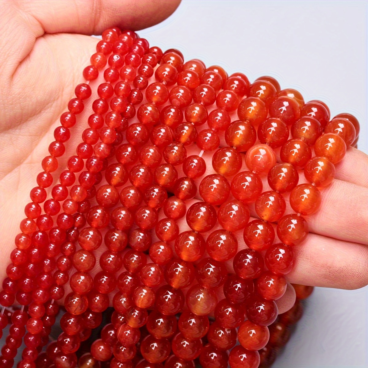 

A String Of High-quality 4/6/8/10mm Natural Red Agate Beads, Round Red Chalcedony Agate Loose Beads, Suitable For Diy Jewelry Making Bracelets And Necklaces