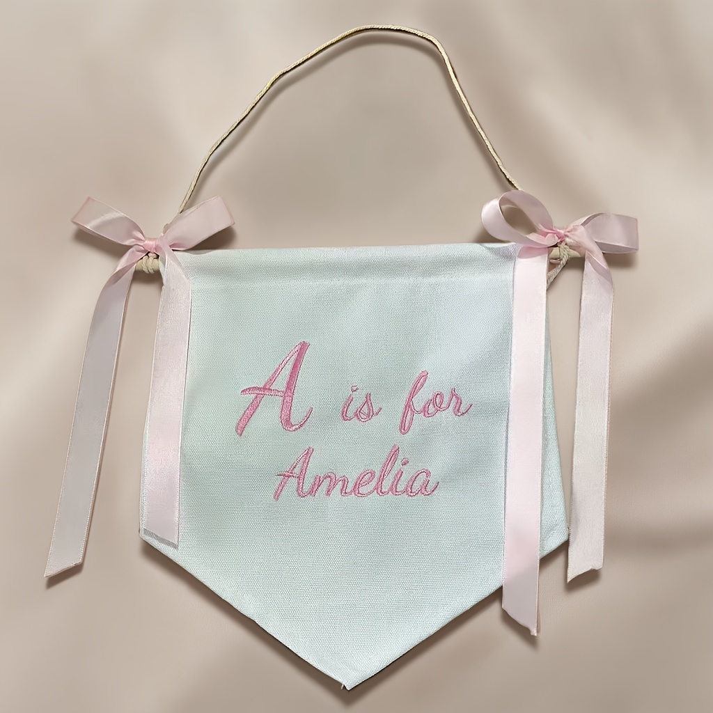 Personalised Name Embroidered Wall Hanging Flag