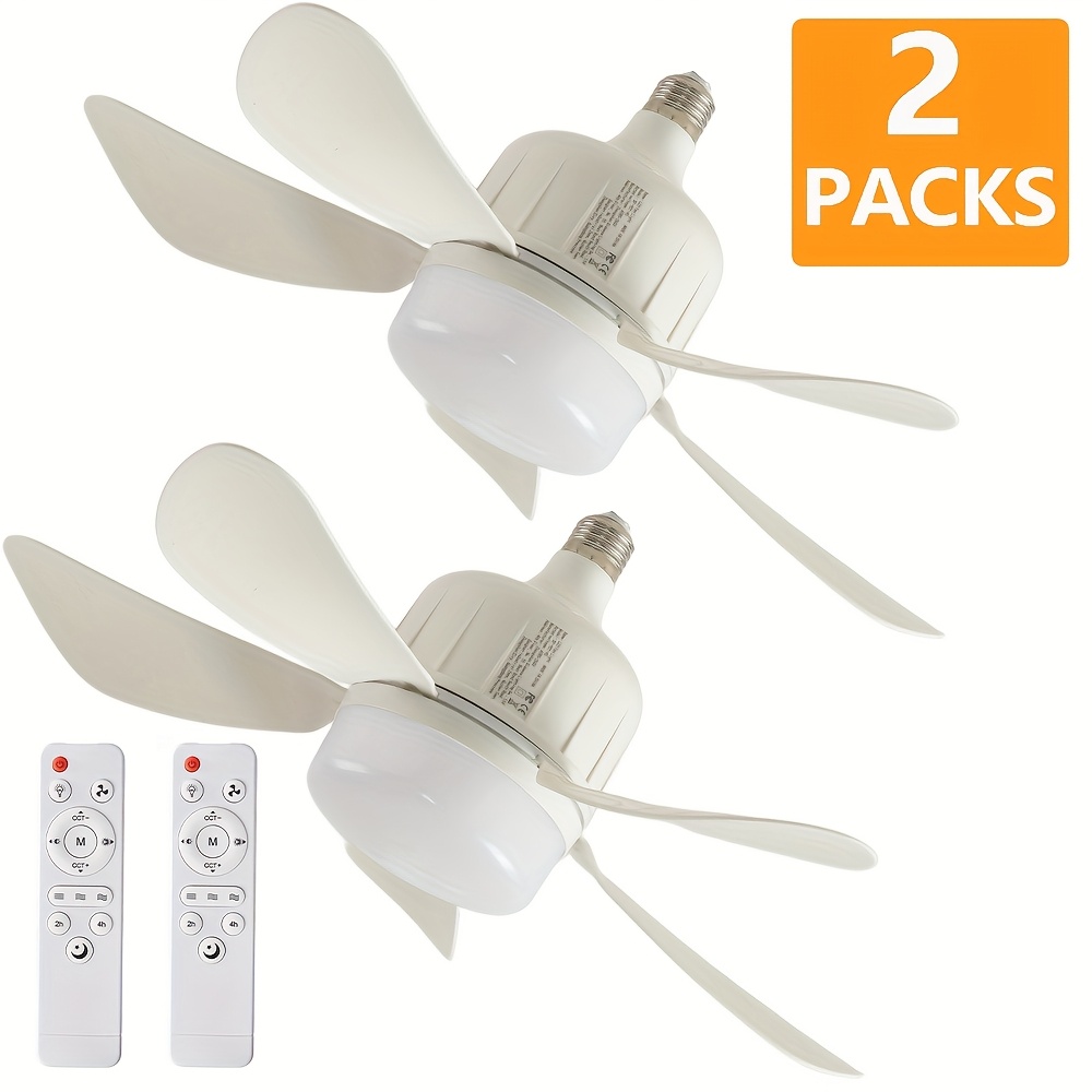 2pièces AOSUI Lumières modernes de ventilateur de plafond avec fonction de mémoire et télécommande - Design à 5 pales à 3 vitesses, base E27/E26, 44.96 cm prise blanche pour cuisine, chambre, entrepôt et petites pièces, éclairage LED, installation facile, idée de cadeau parfaite, luminaire de ventilateur de plafond, éclairage d'entrepôt, design lumineux élégant, luminaires durables