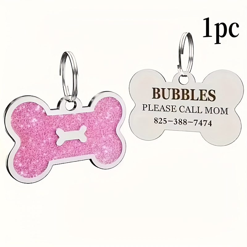TEMU 1pz Targhetta Personalizzata per Cani Multicolore - Inciso, Numero di Telefono & Data di Nascita - Targhetta a Forma di in Metallo per Cani