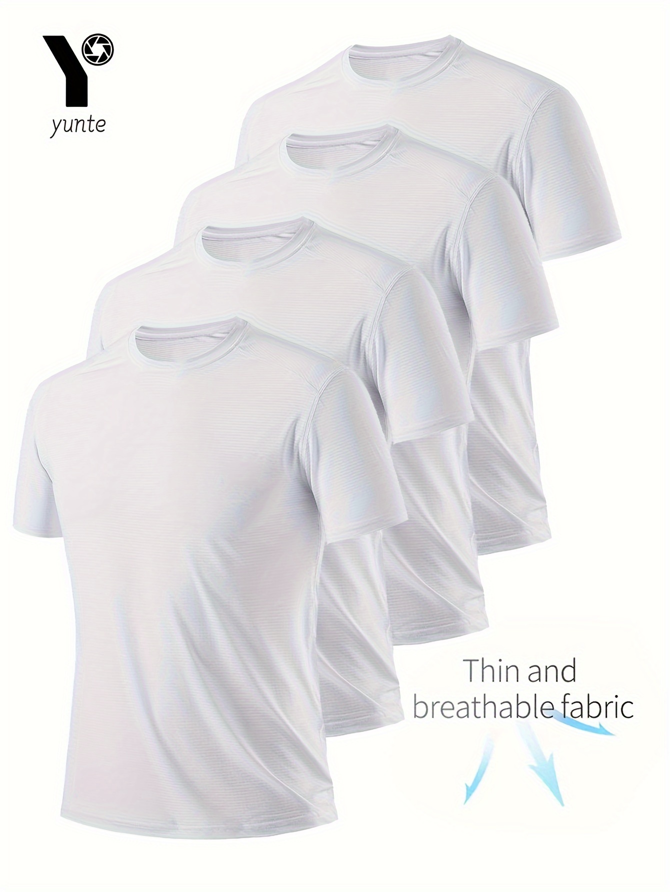 4pcs white ultra light mens crew neck t shirts quick dry breathable sweat absorbent shirts suitable for gym fitness and running lightweight comfortable   moisture wicking short sleeve
