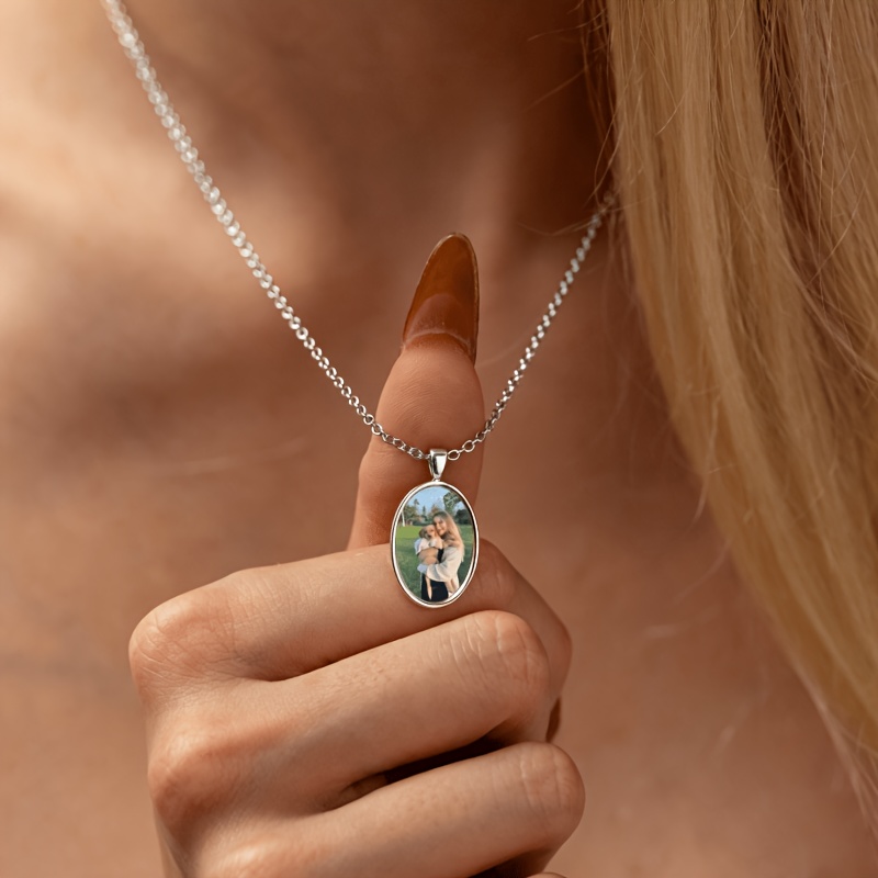 Personalized Custom Round Tag Photo Pendant Necklace