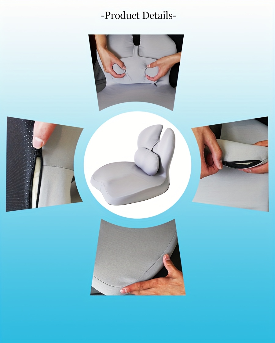 ergonomic memory foam office chair cushion lumbar support for car seats relaxing waist pillow with soft non woven fabric cover prevents collapse postpartum discomfort   in   blue black Product details 5