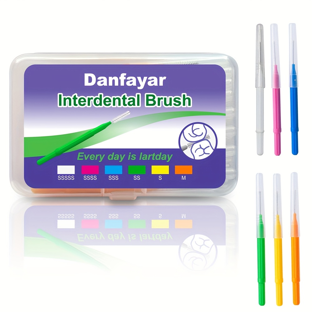 Image of Danfayar 42-pack Interdental Brushes With Case, Adult Dental Cleaning Brushes For Braces, Soft Bristle Elastic Wire Straight I-shaped Interdental Brushes