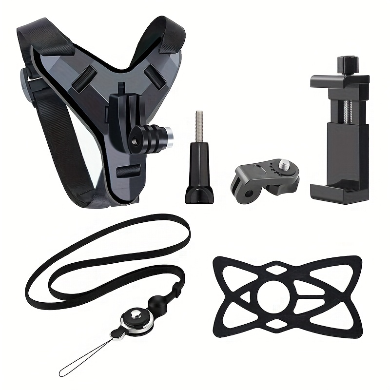 E-shop Motorradhelm-Kinnriemenhalterung, passend für GoPro Hero 13, 12, 11, 10, 9, 8, 7, 6, 5, 4, 3, , DJI, SJCAM, AKASO andere Action-Kameras,
