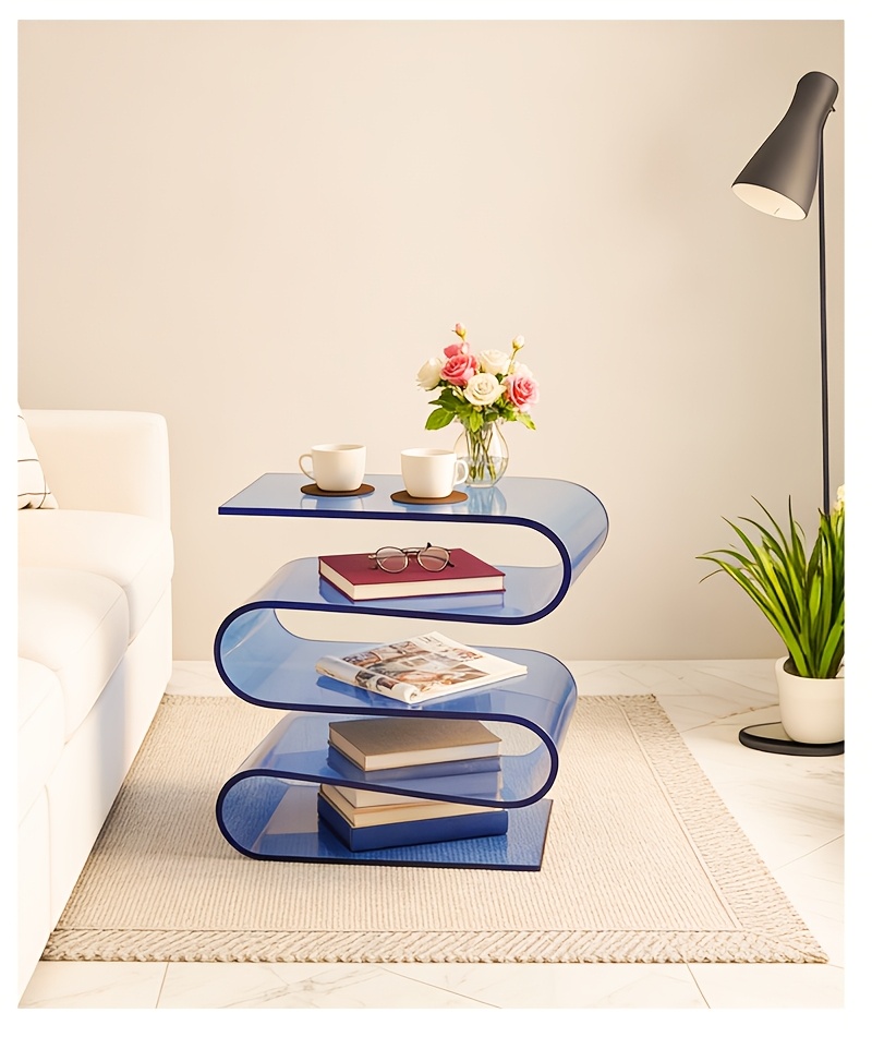 Bedroom Acrylic Bedside Table Side Table Irregular Storage Rack, Large-size Office Magazine Rack Bookcase Bookshelf, Living Room Side Table Coffee Table